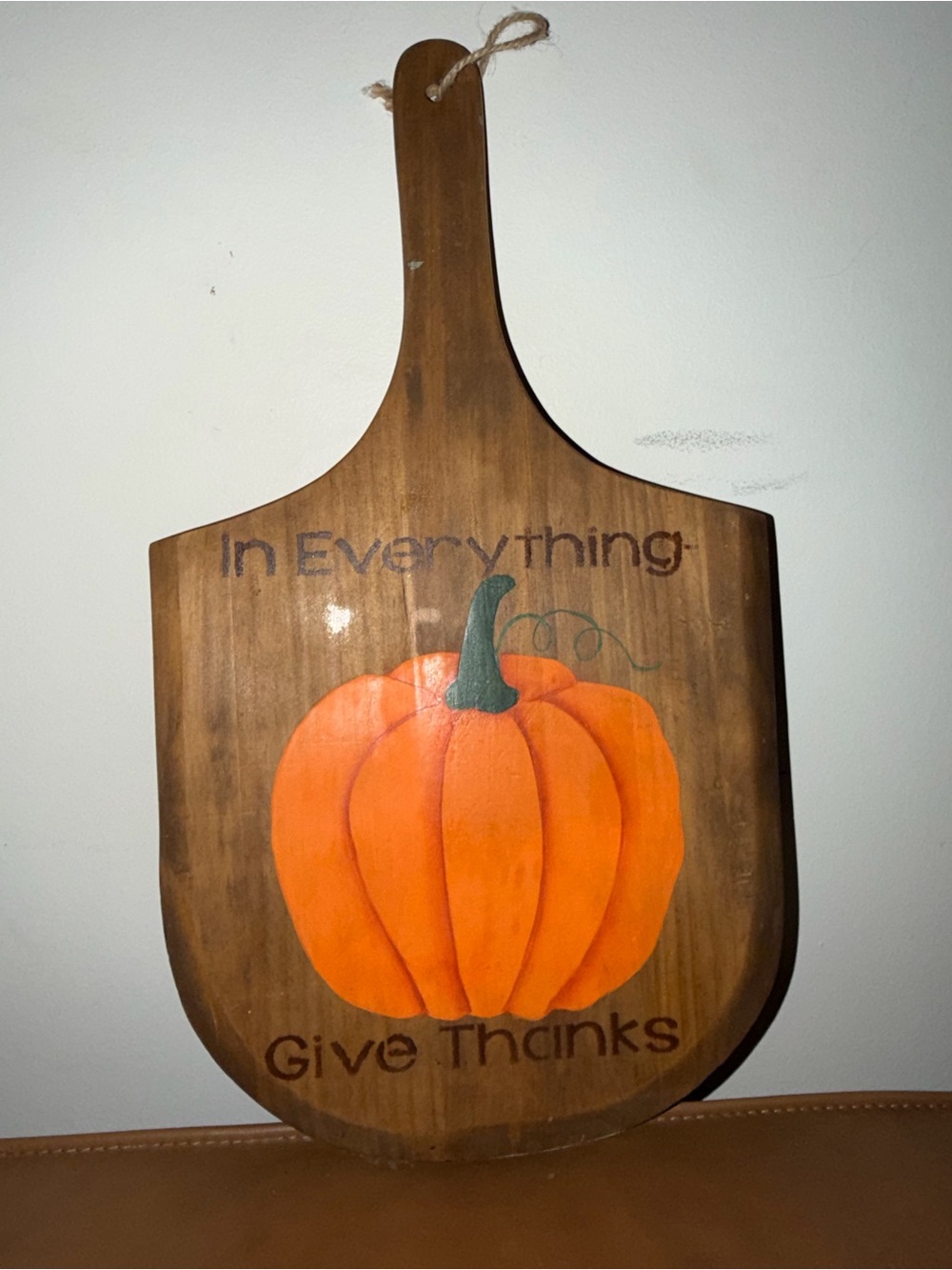 Hand painted Wooden Pumpkin Serve Paddle & double sided Christmas design on back